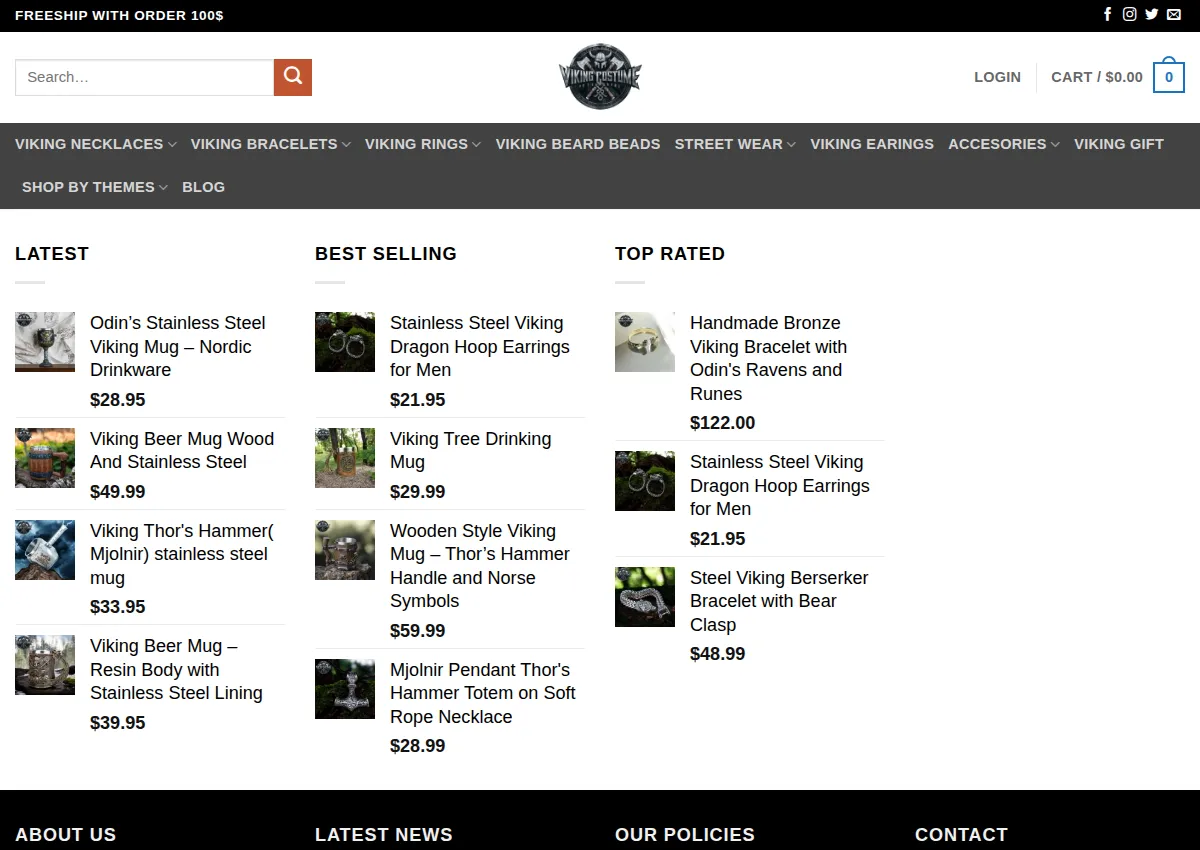 Store homepage