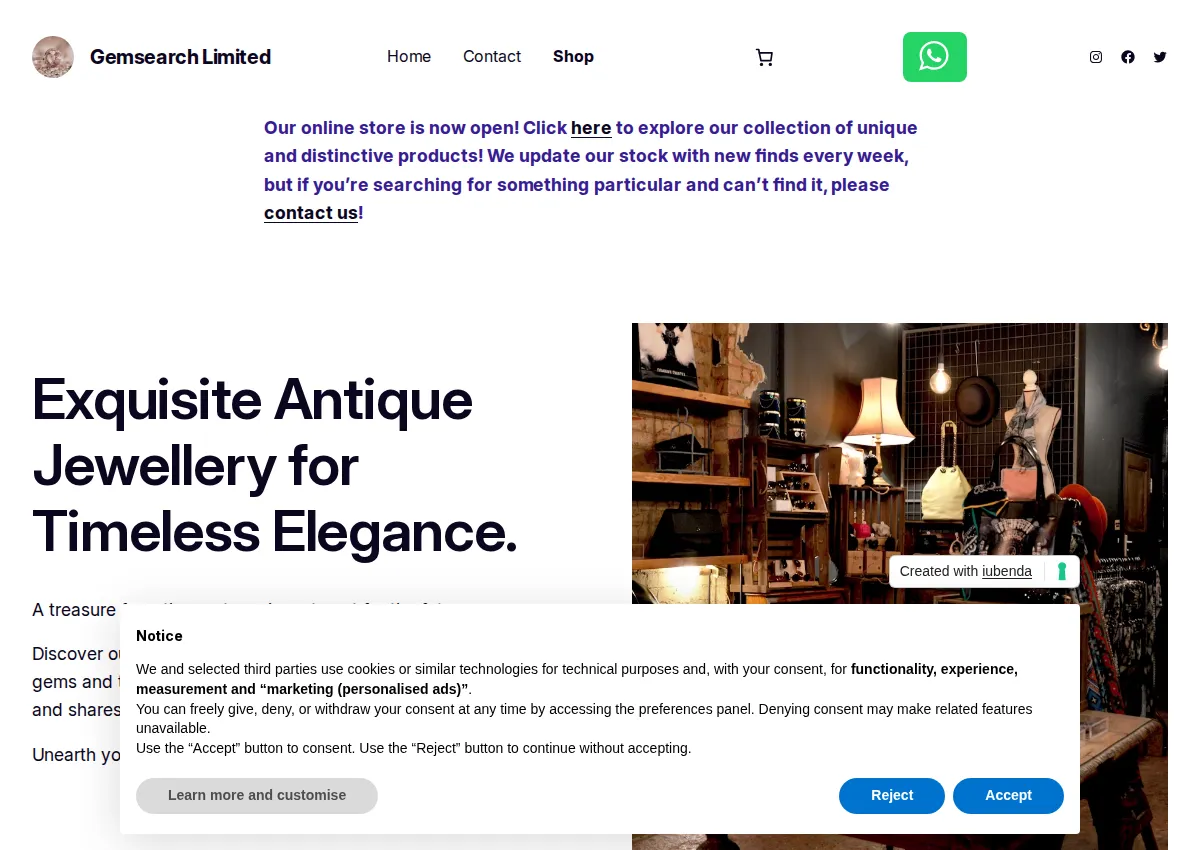 Store homepage