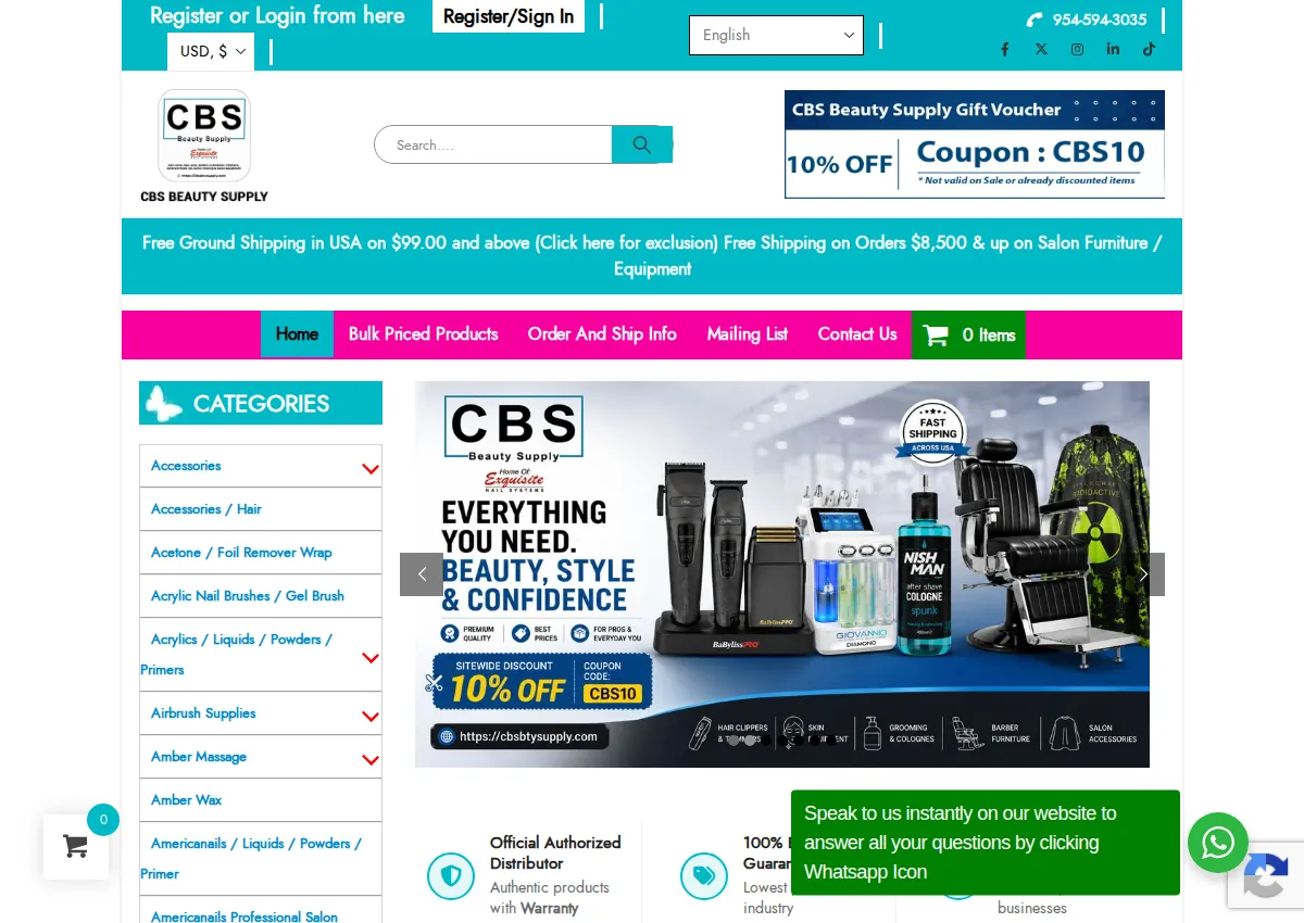 Store homepage