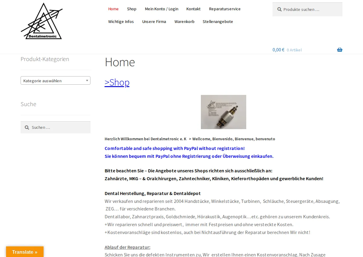 Store homepage