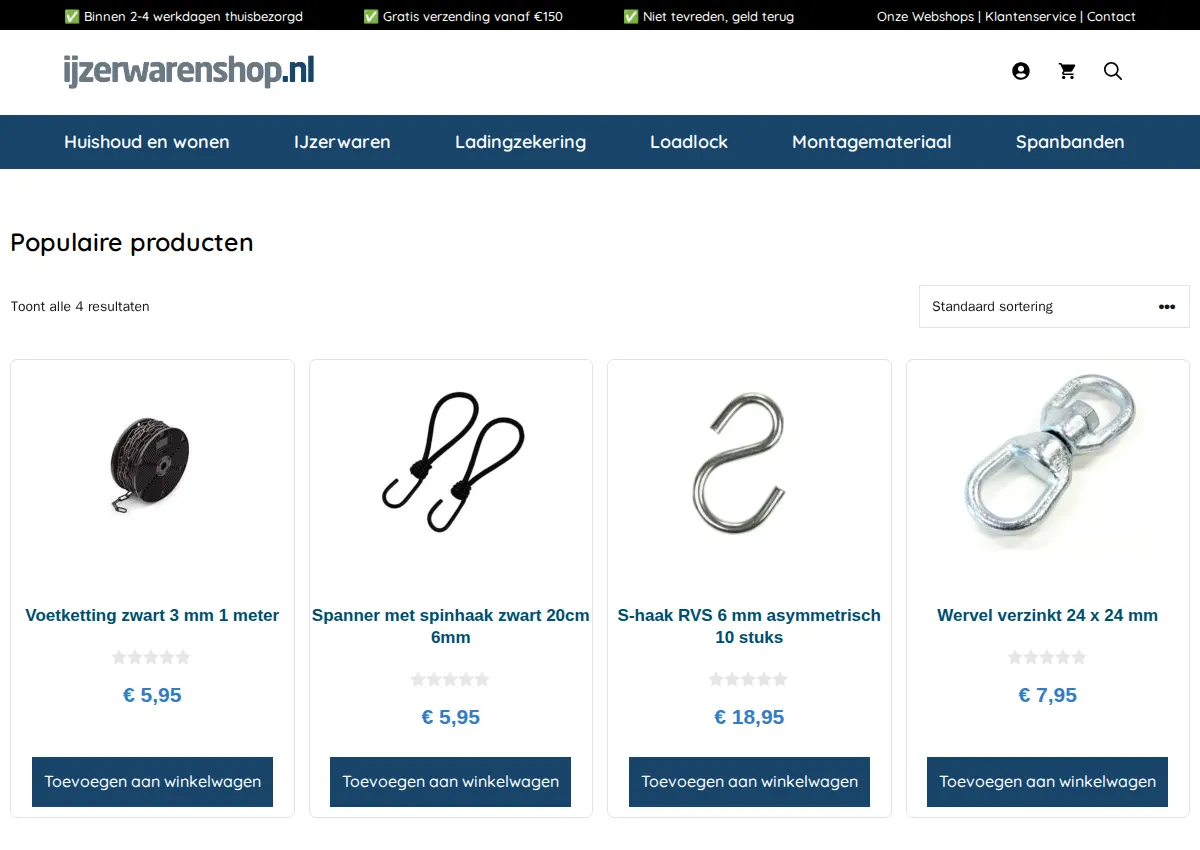 Store homepage