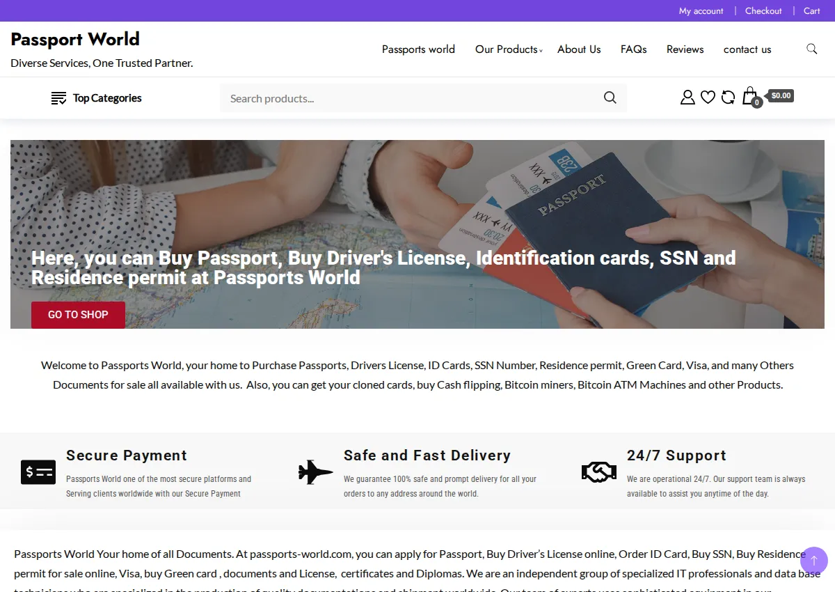 Store homepage
