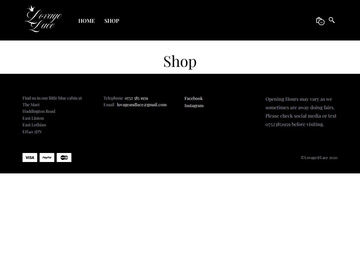 Store homepage