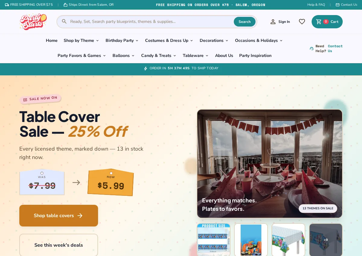 Store homepage