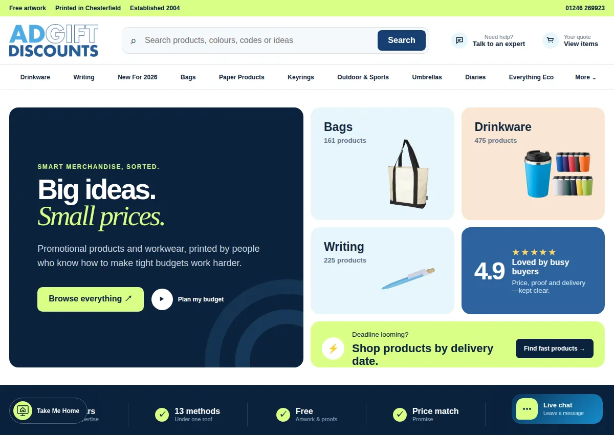 Store homepage