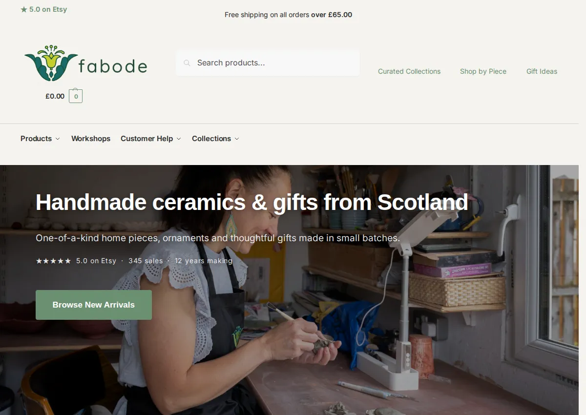 Store homepage