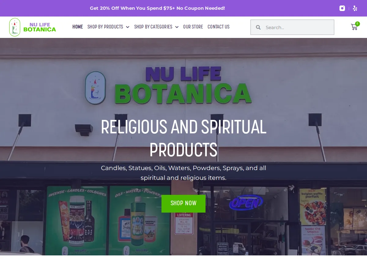 Store homepage