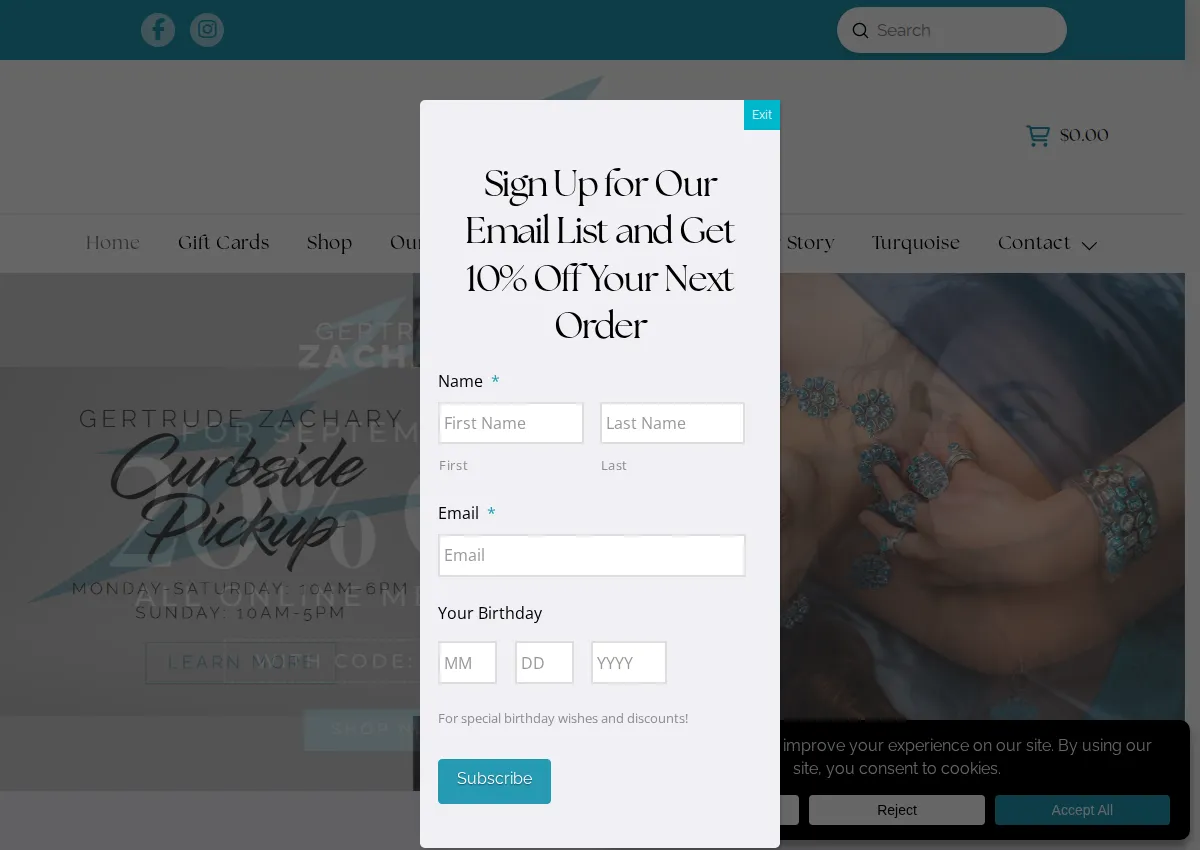 Store homepage