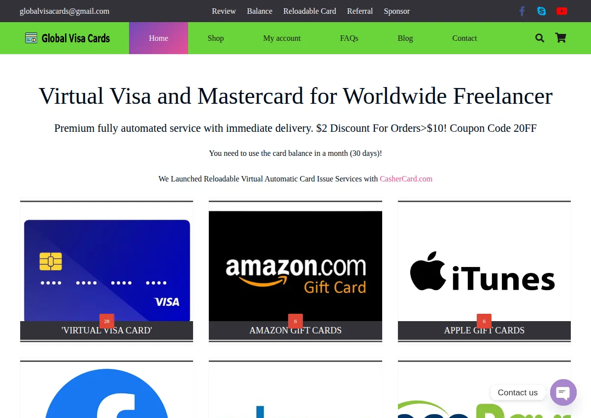 Store homepage
