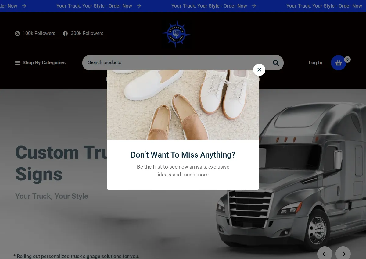 Store homepage