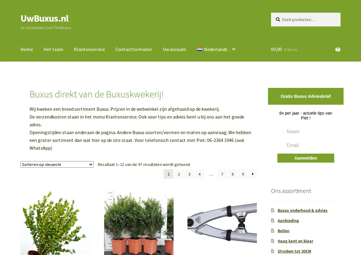 Store homepage