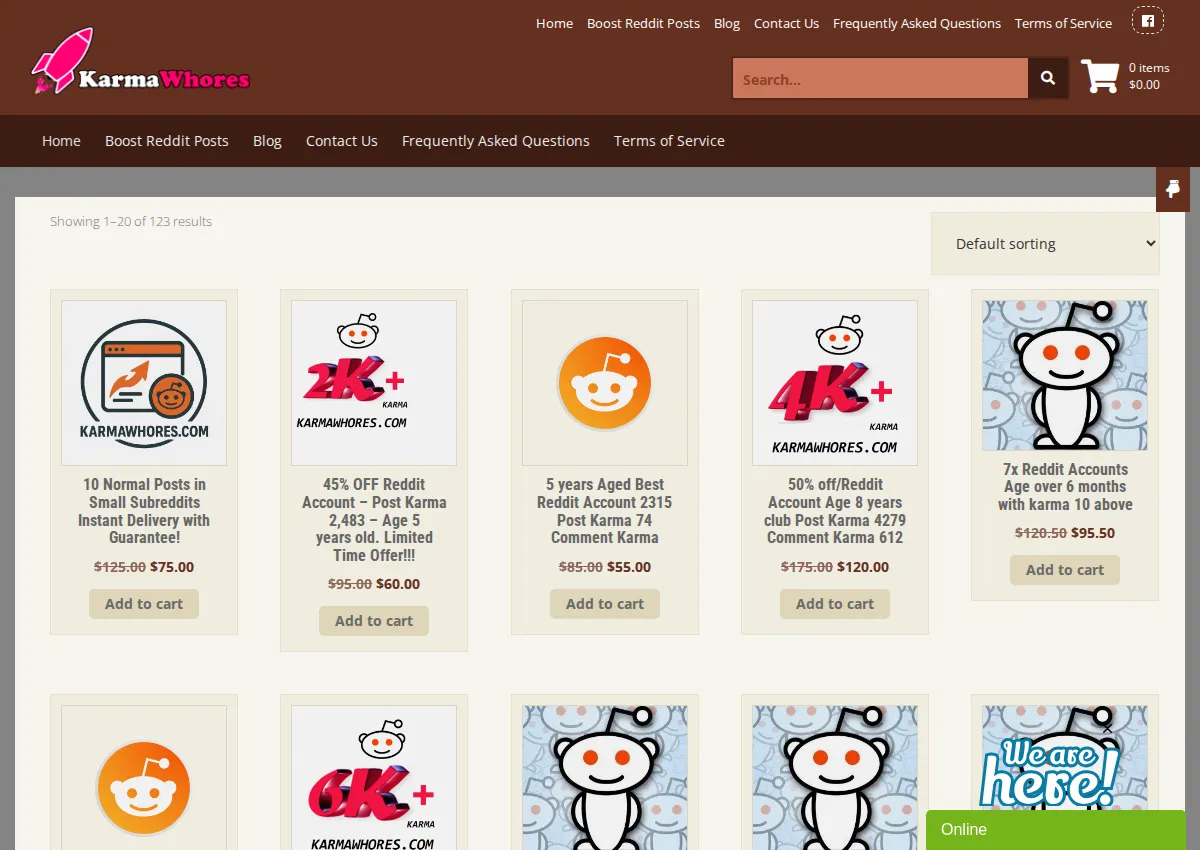 Store homepage