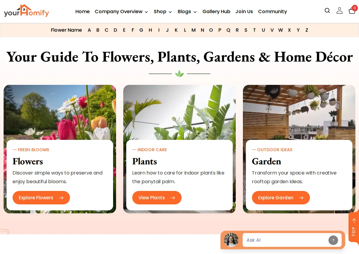 Store homepage