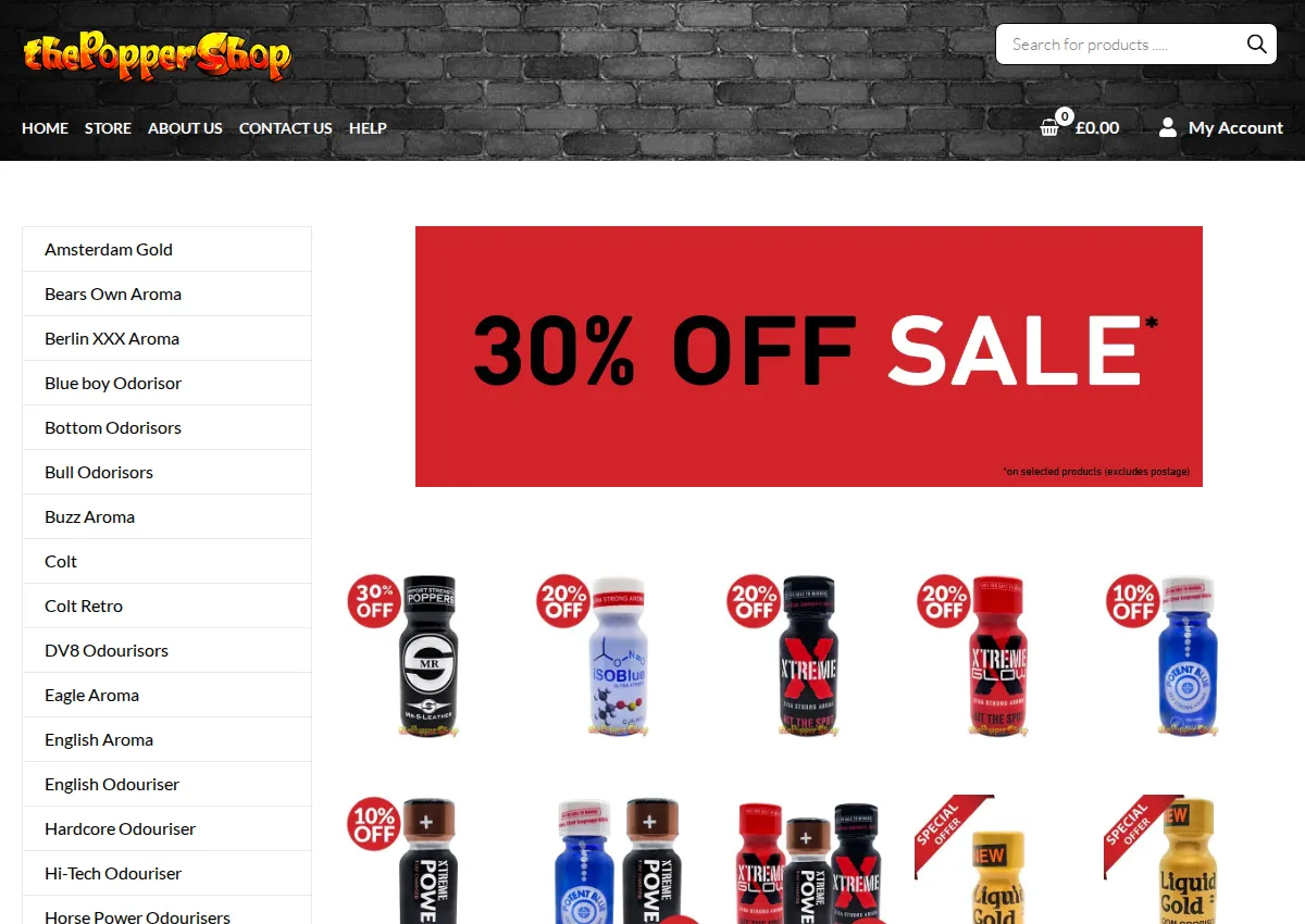 Store homepage