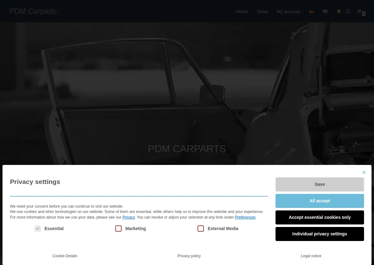 Store homepage