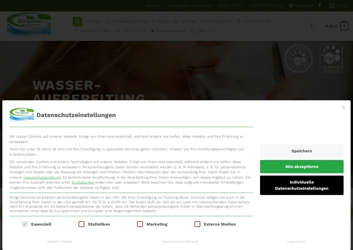 Store homepage
