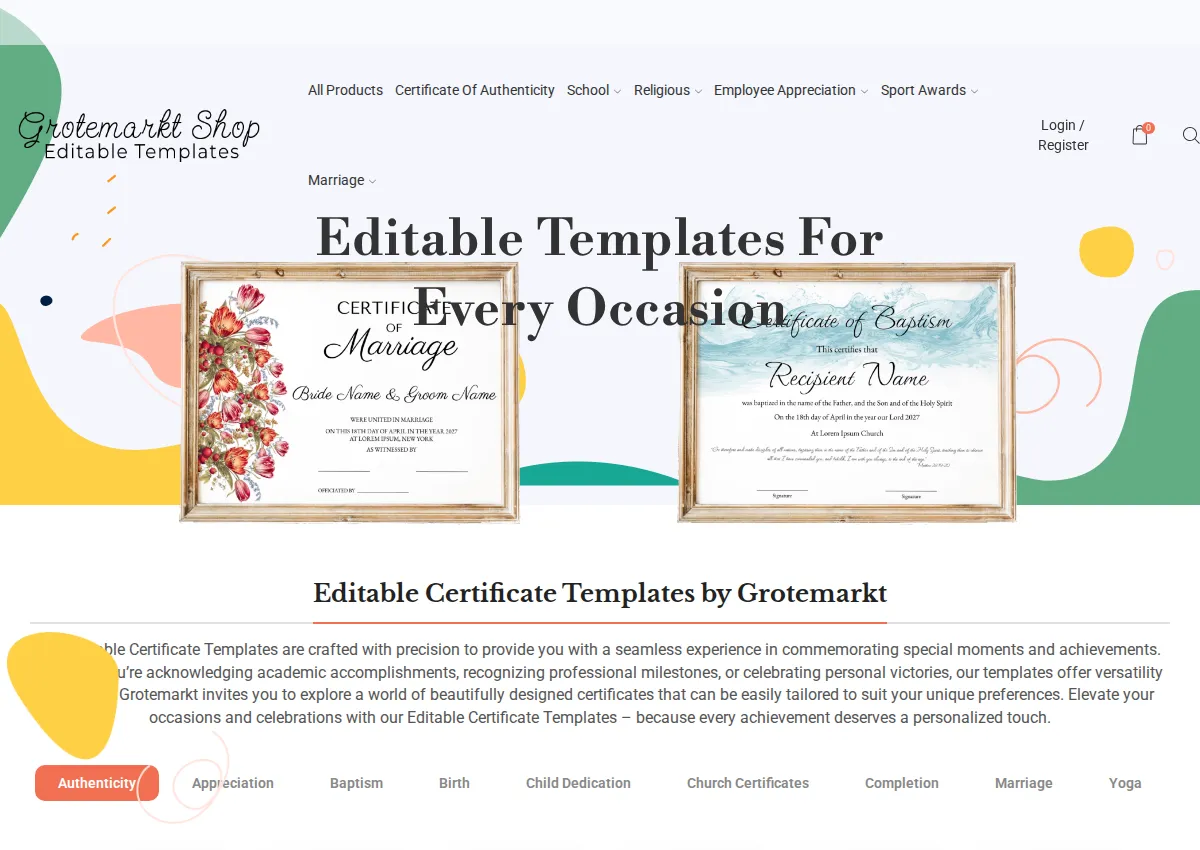 Store homepage