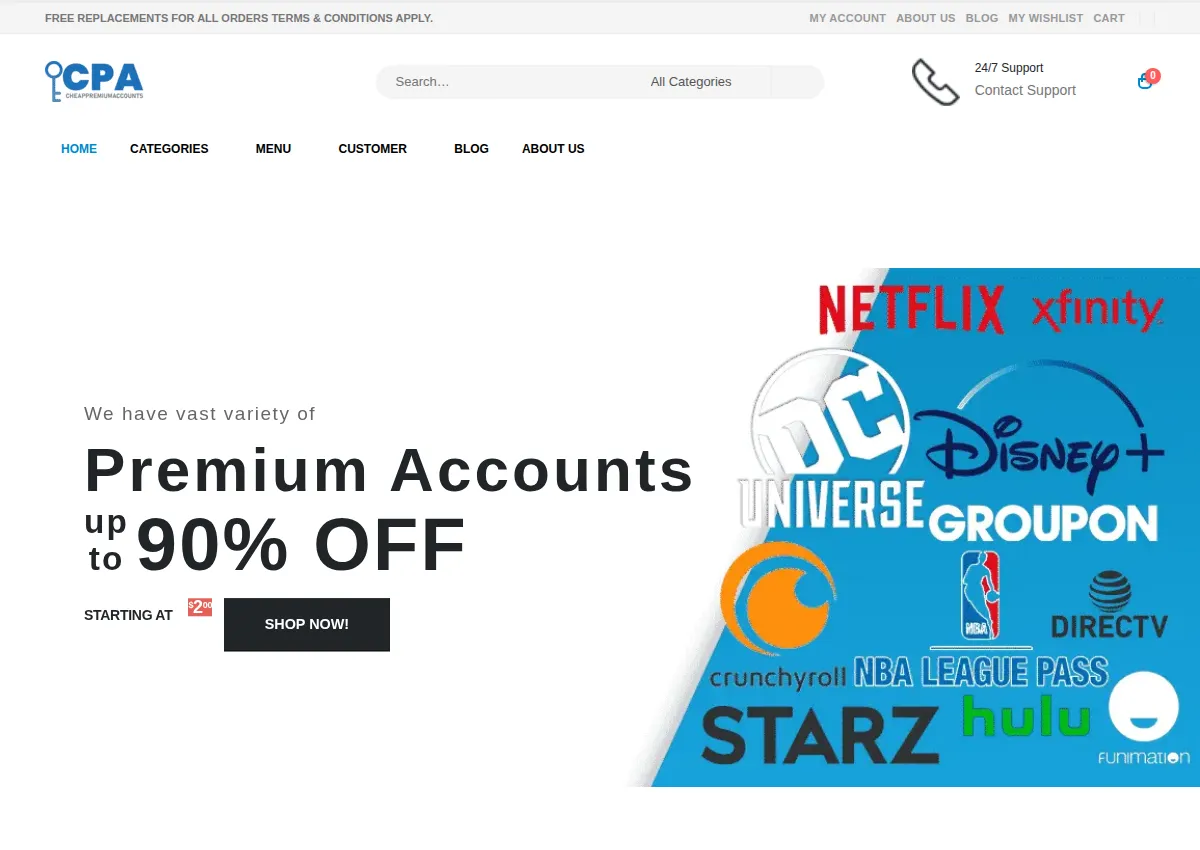 Store homepage