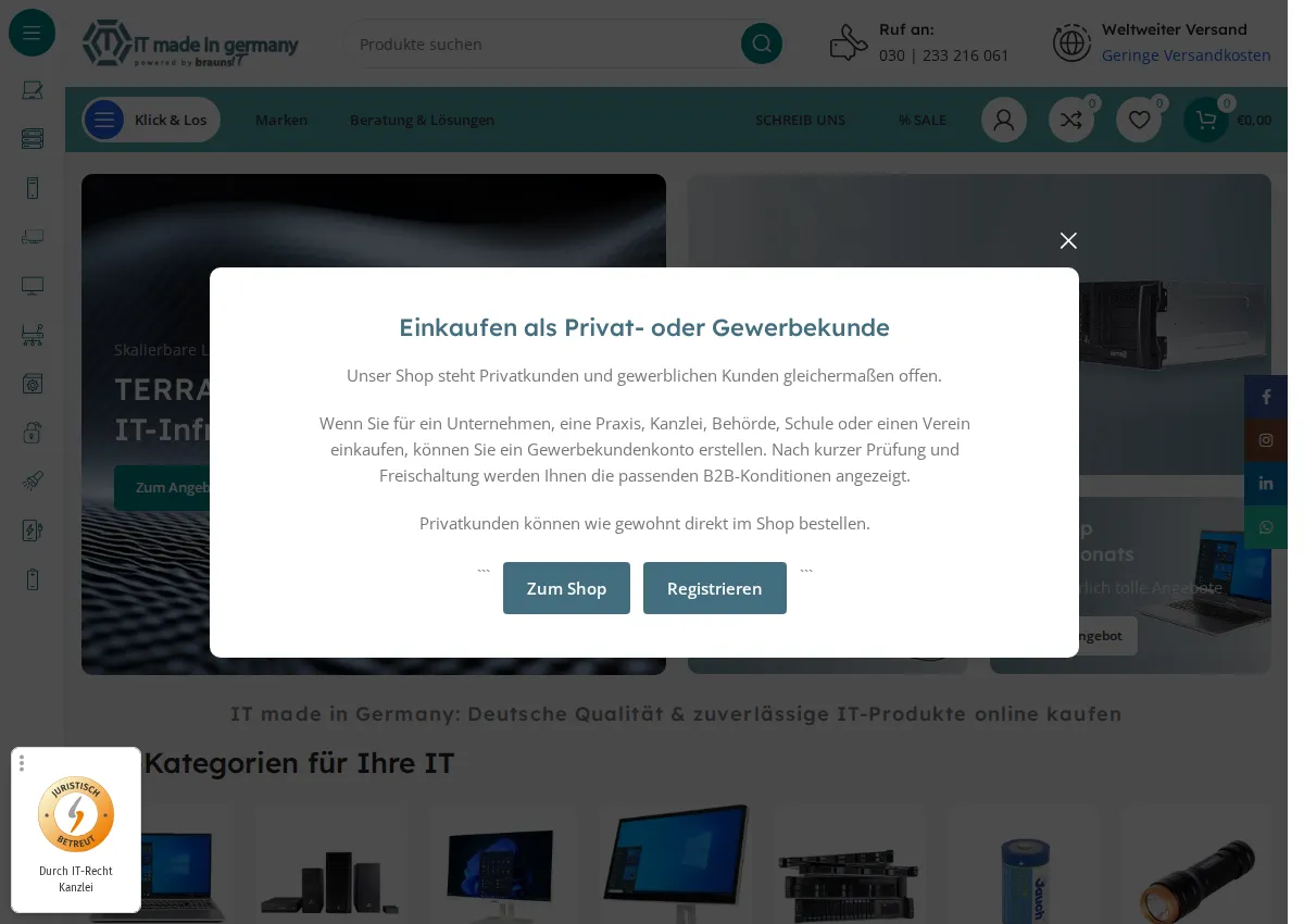 Store homepage