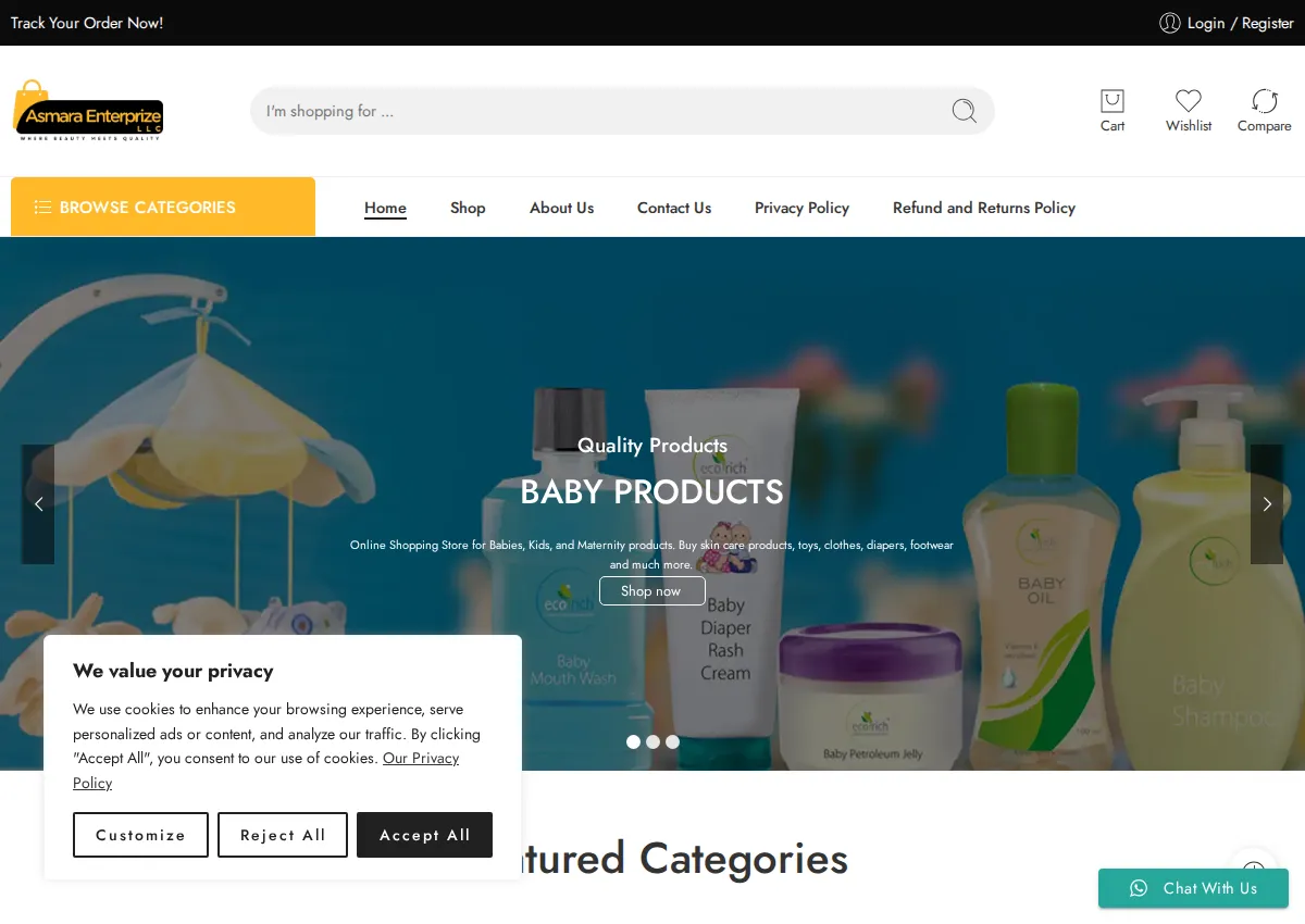 Store homepage