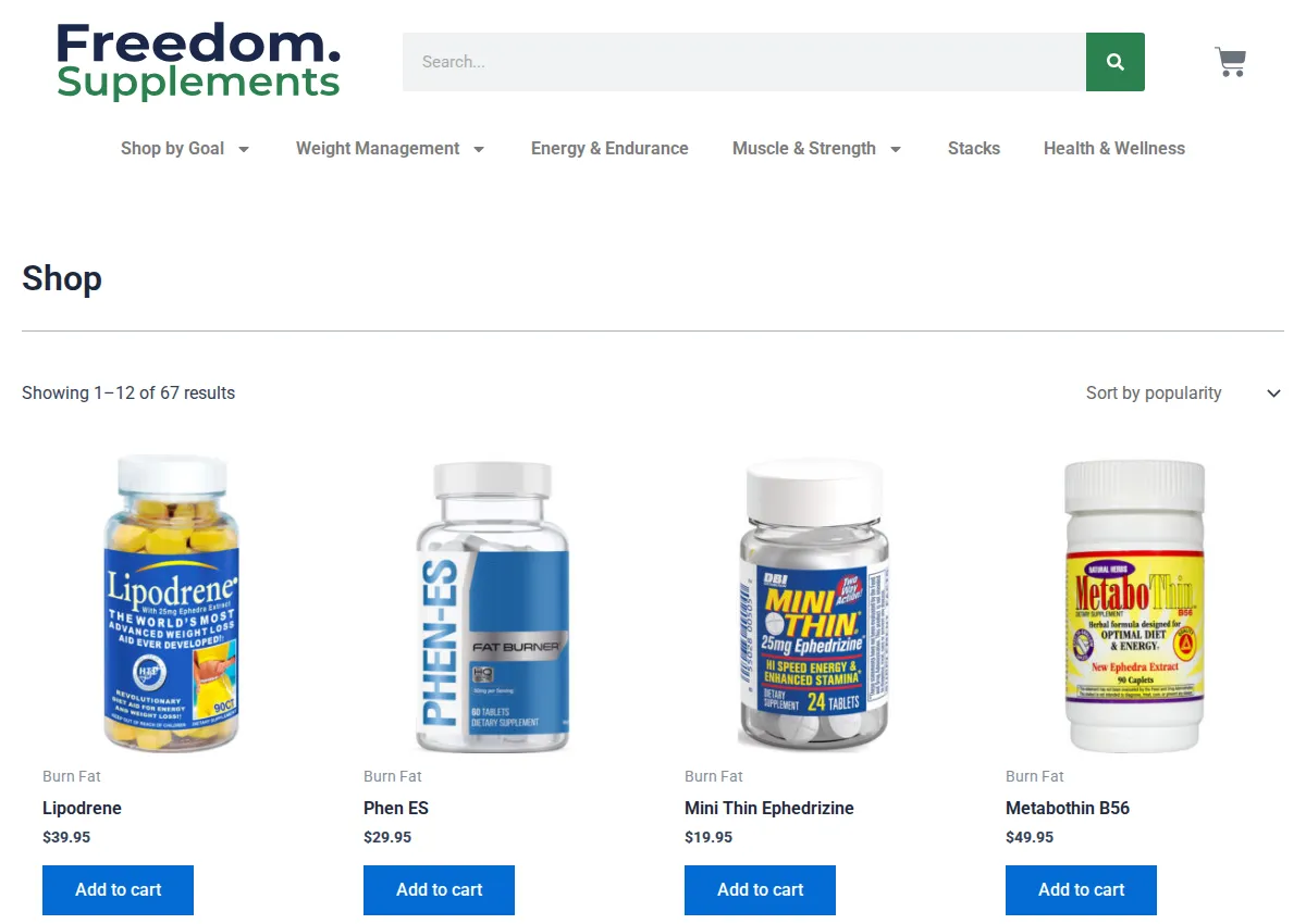 Store homepage
