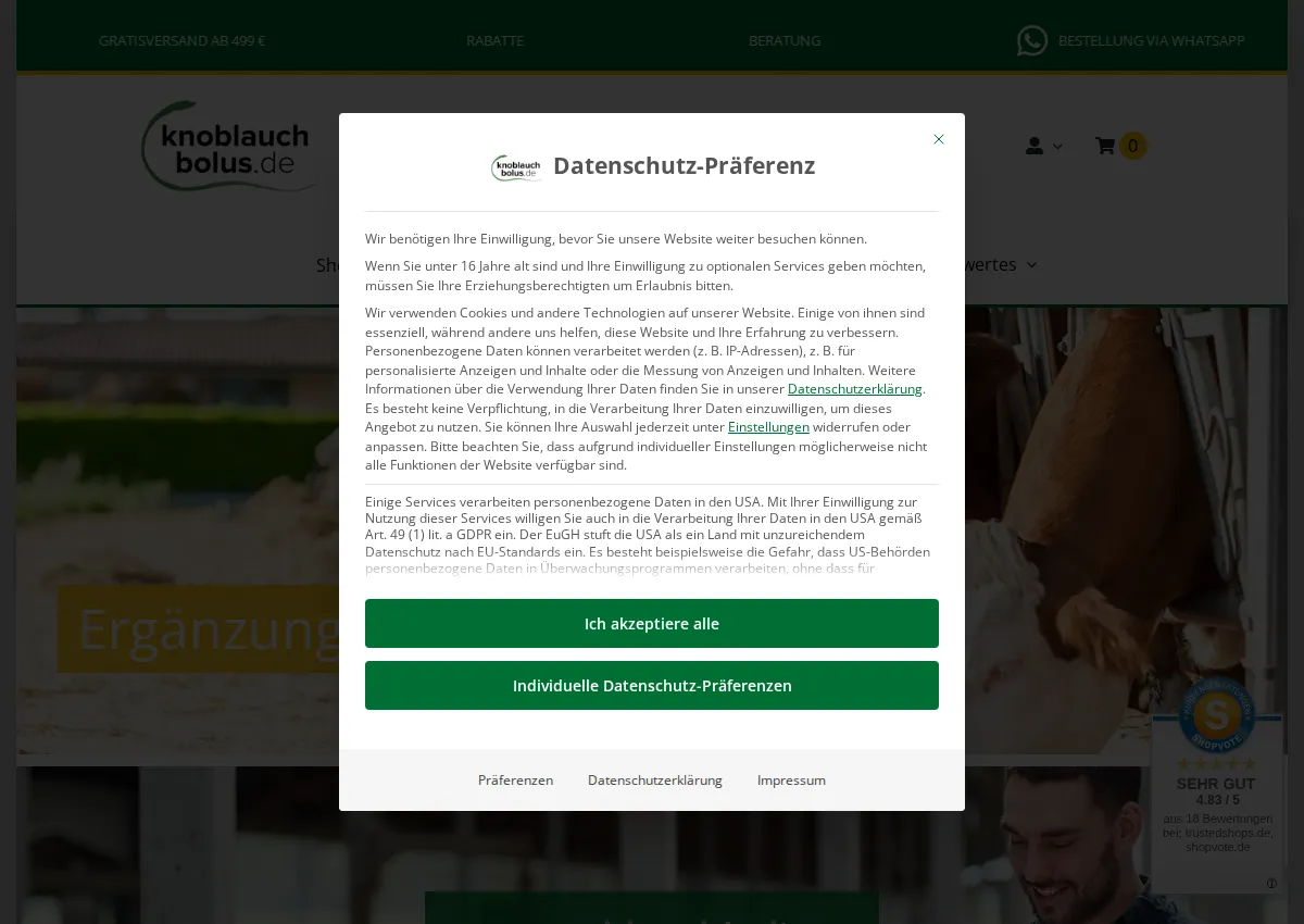 Store homepage
