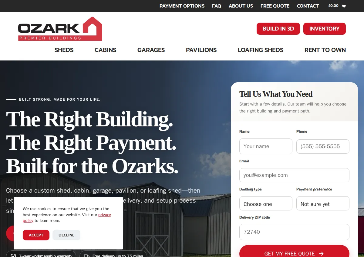Store homepage
