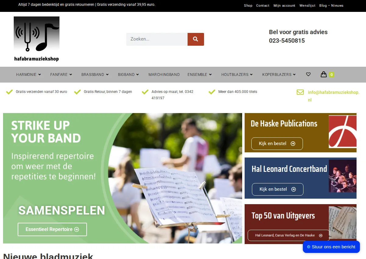 Store homepage