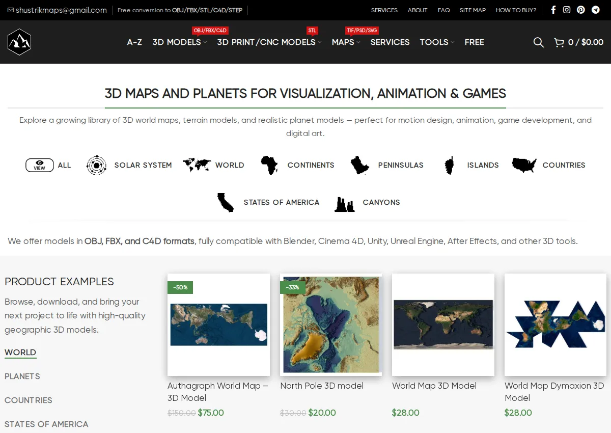 Store homepage