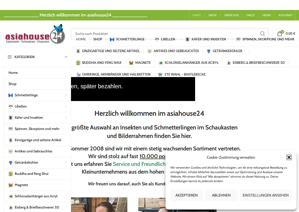 Store homepage