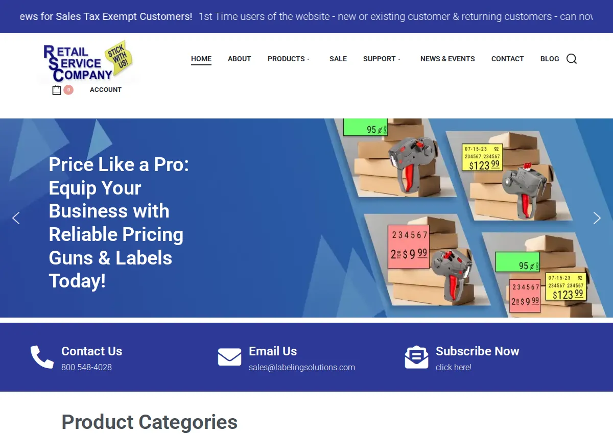 Store homepage