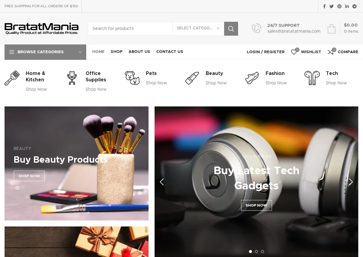 Store homepage