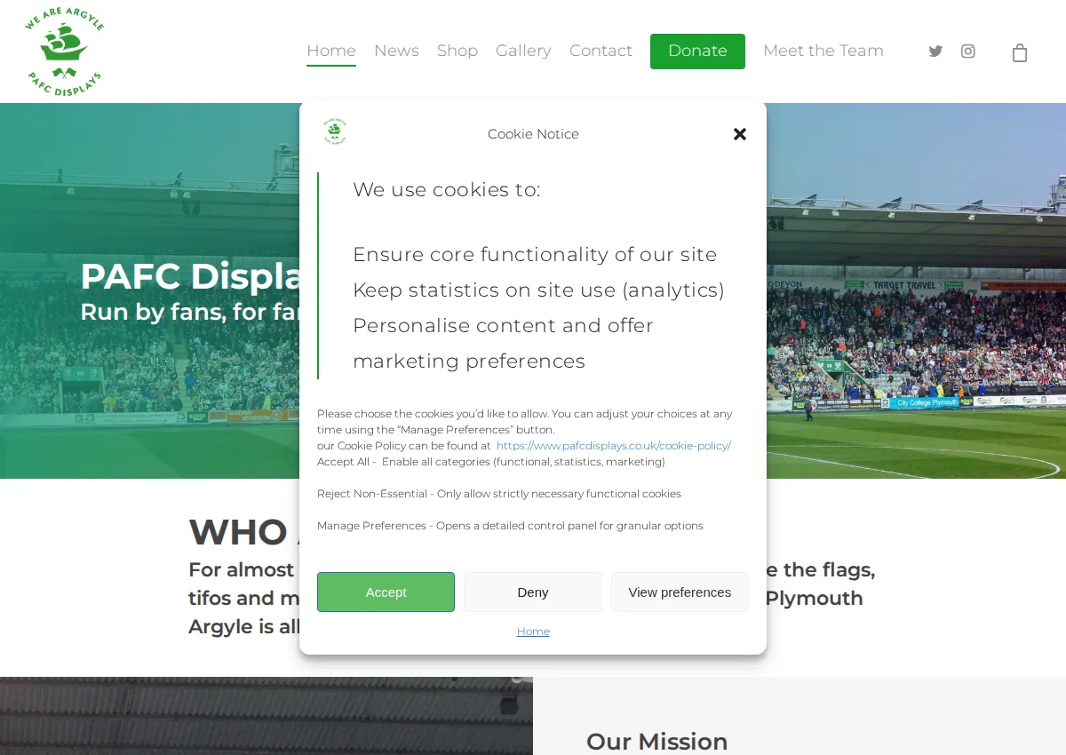 Store homepage