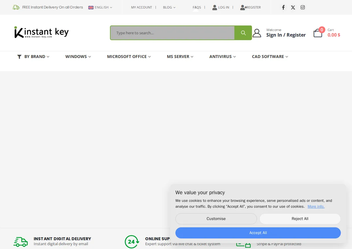 Store homepage