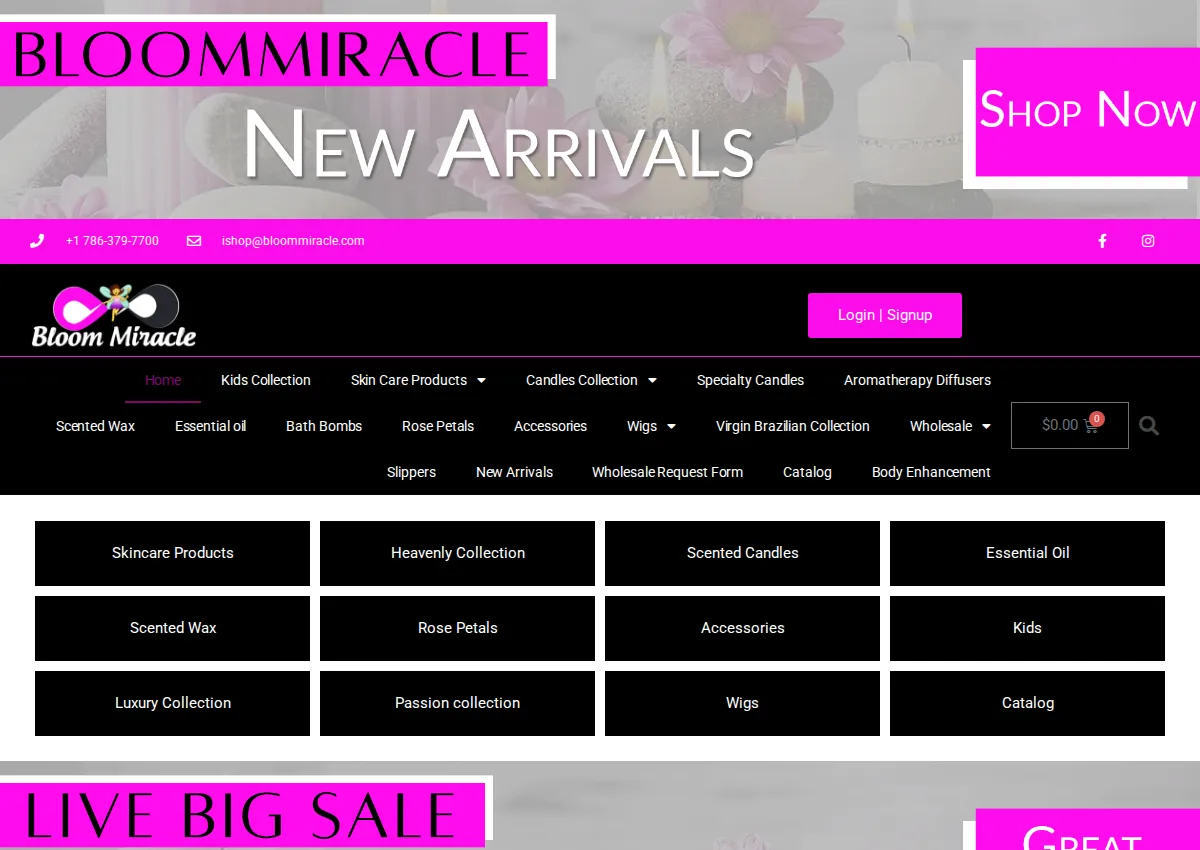 Store homepage