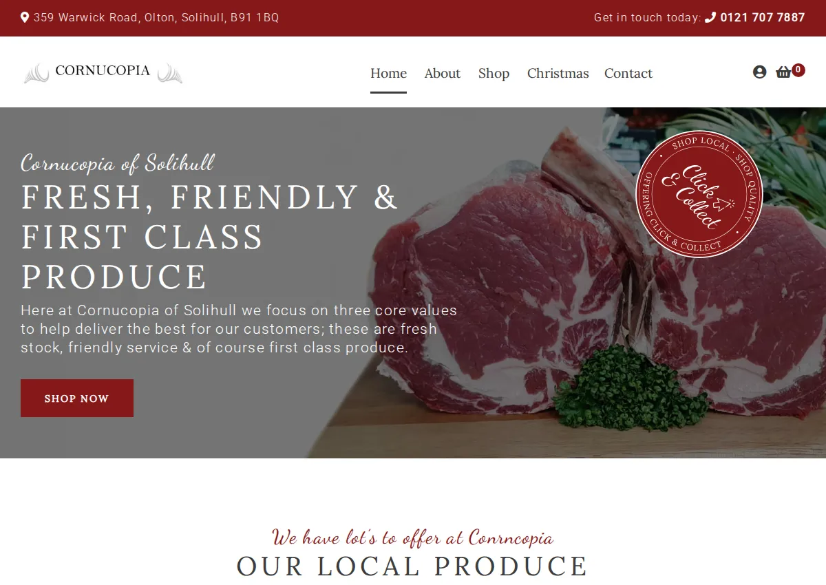 Store homepage