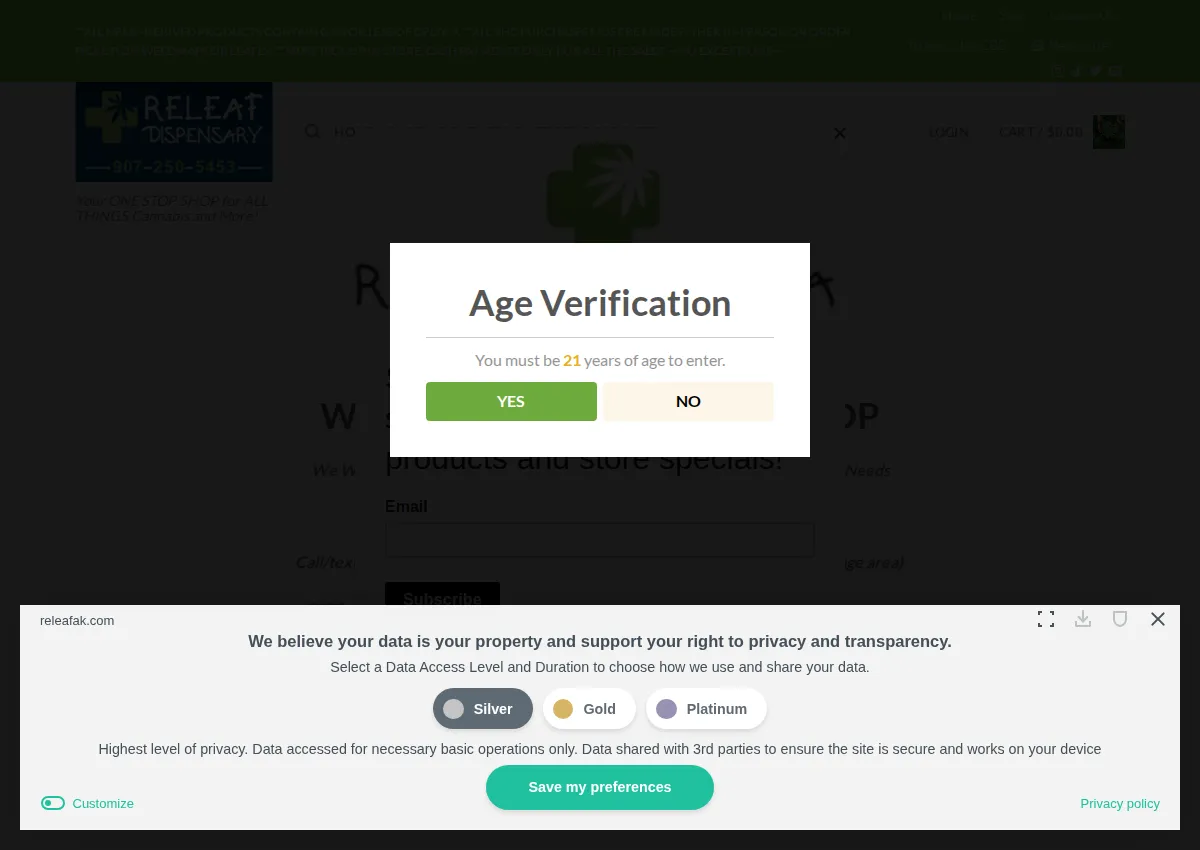 Store homepage