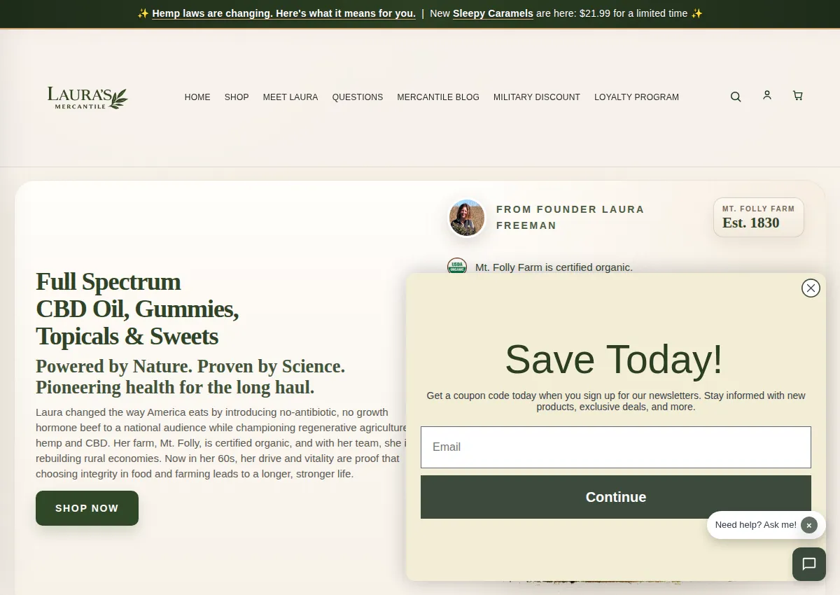 Store homepage