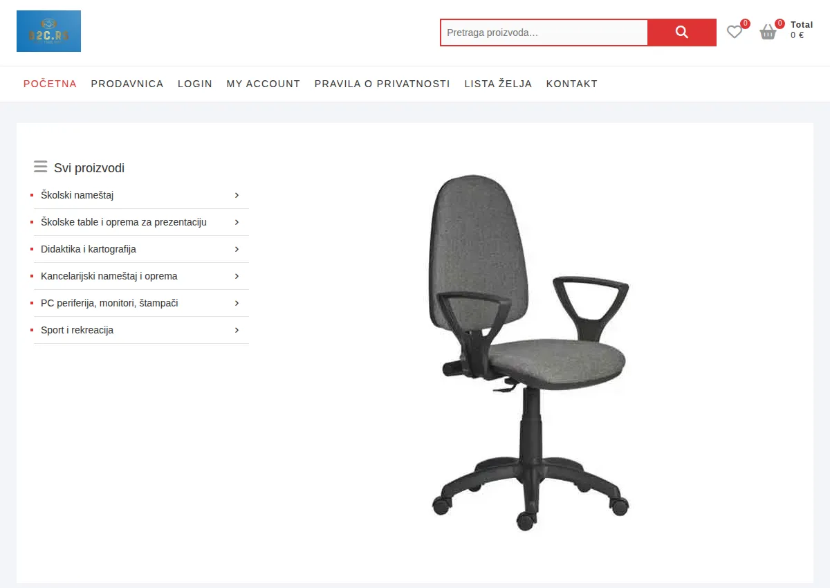 Store homepage