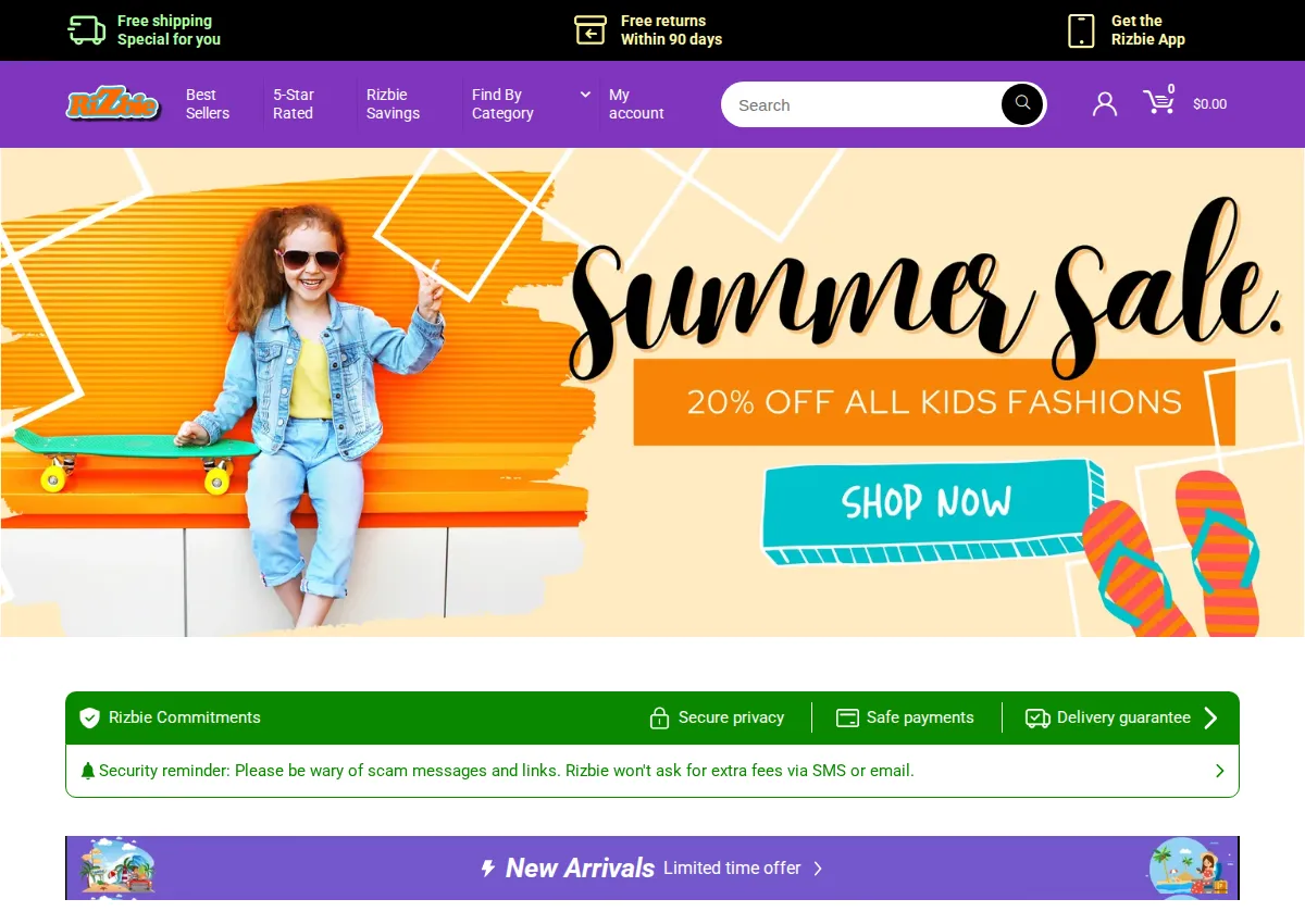 Store homepage