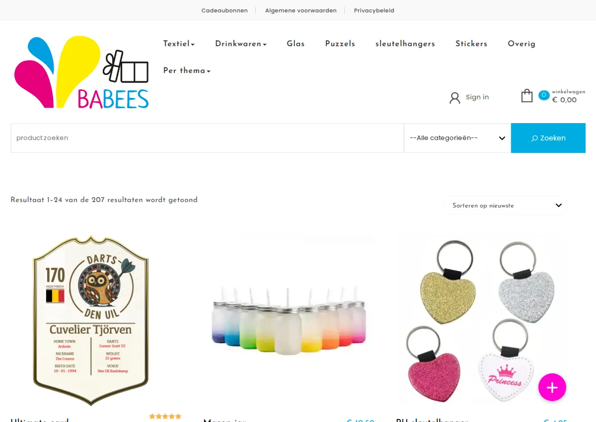 Store homepage