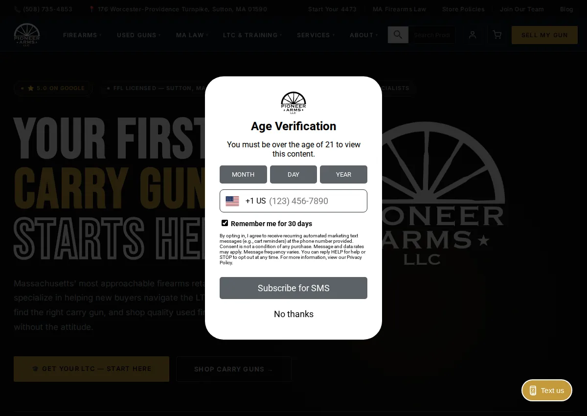 Store homepage