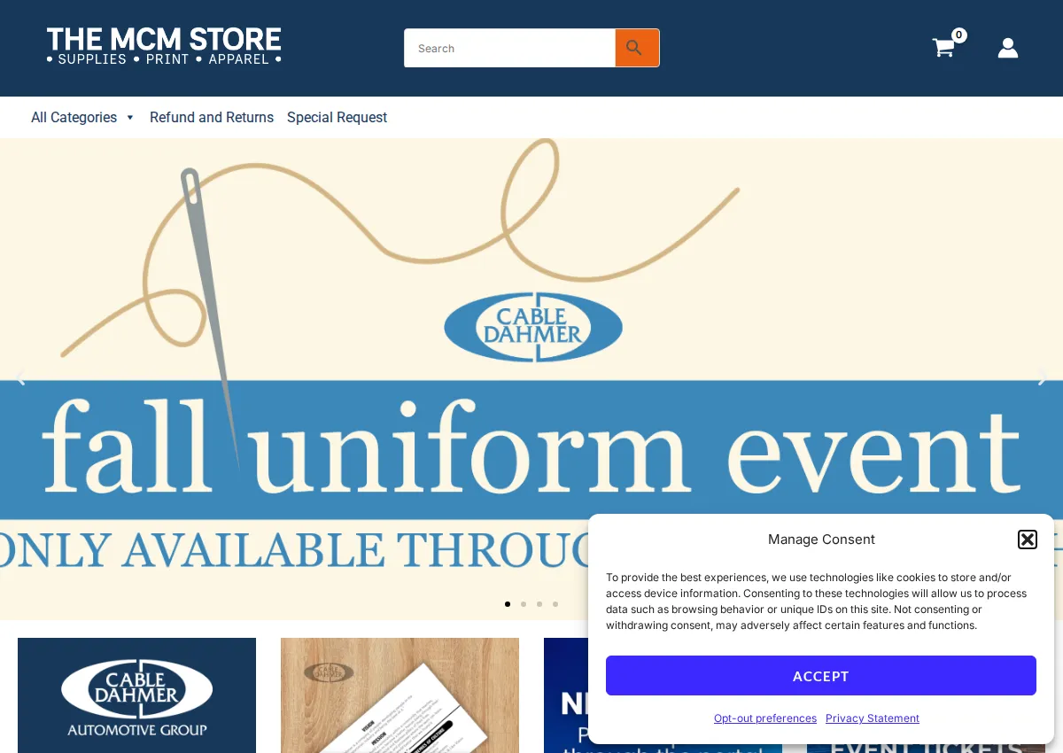 Store homepage
