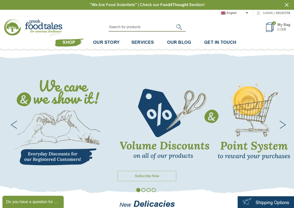 Store homepage