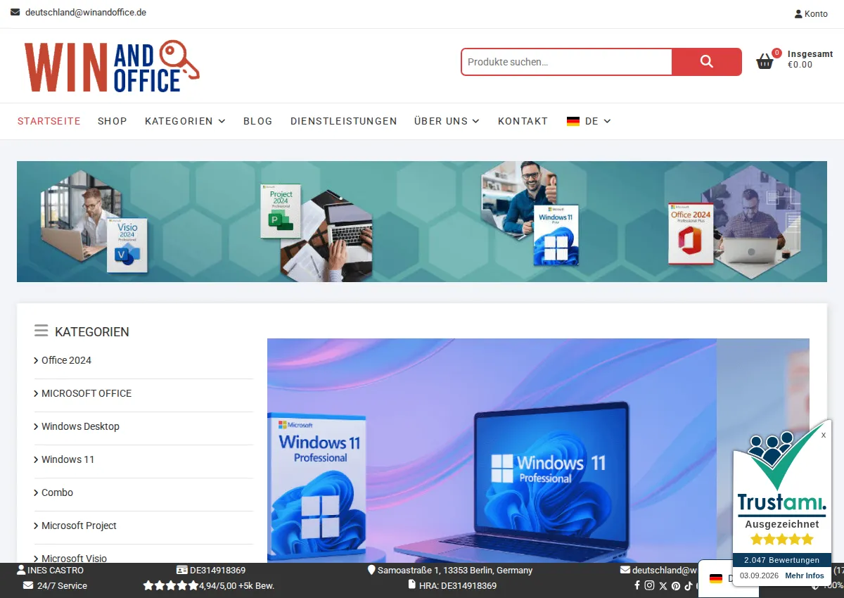 Store homepage