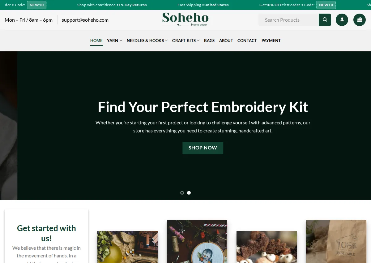 Store homepage