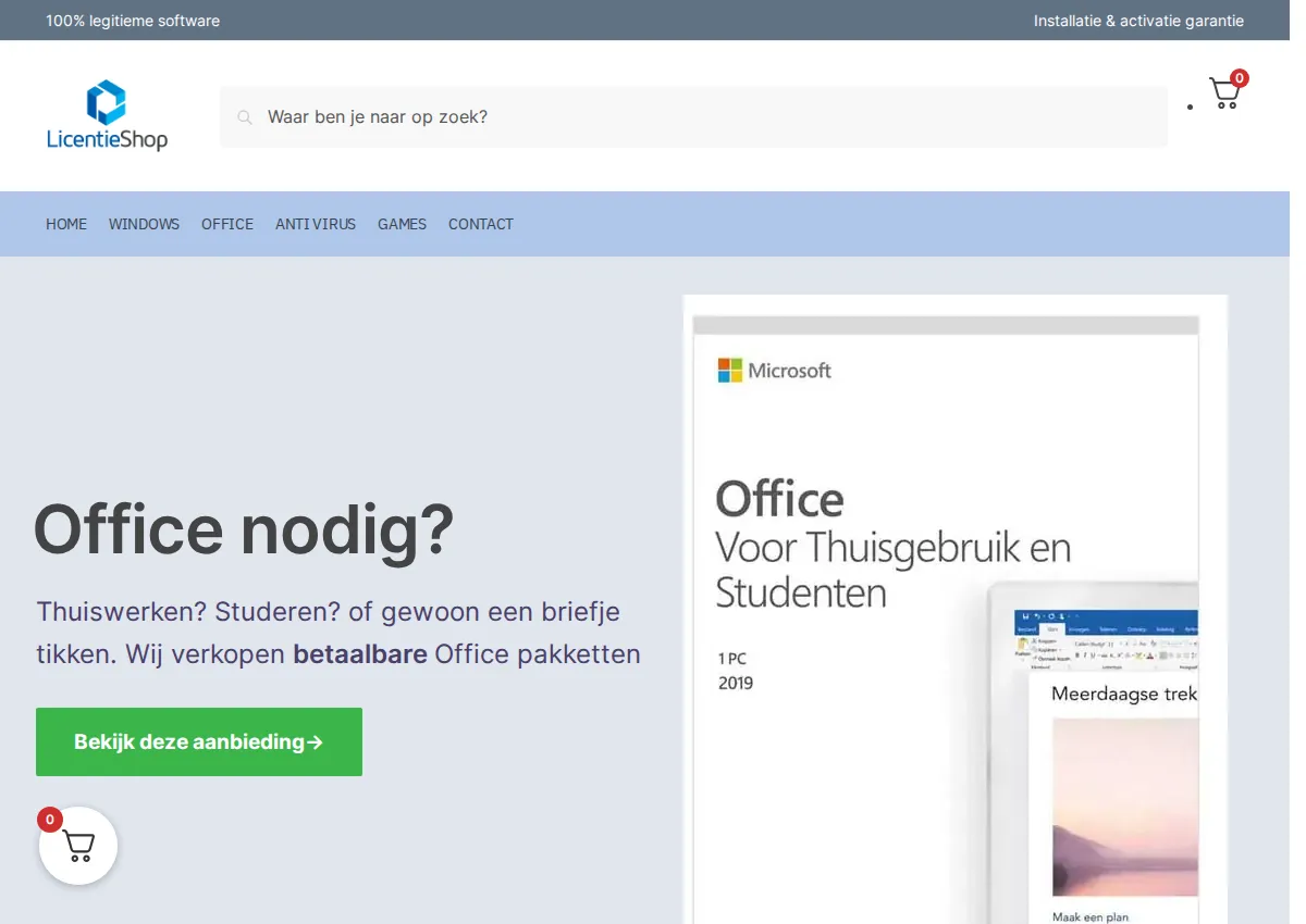 Store homepage