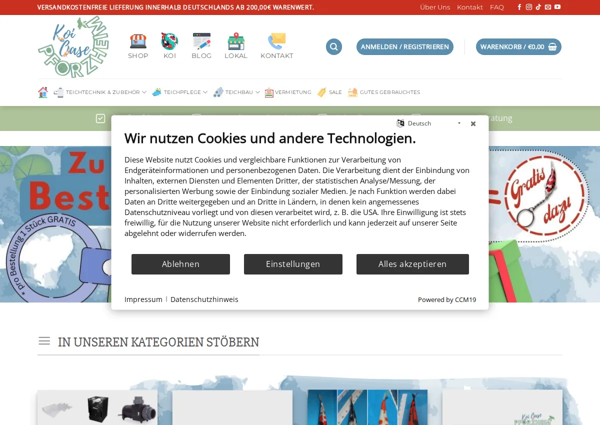 Store homepage