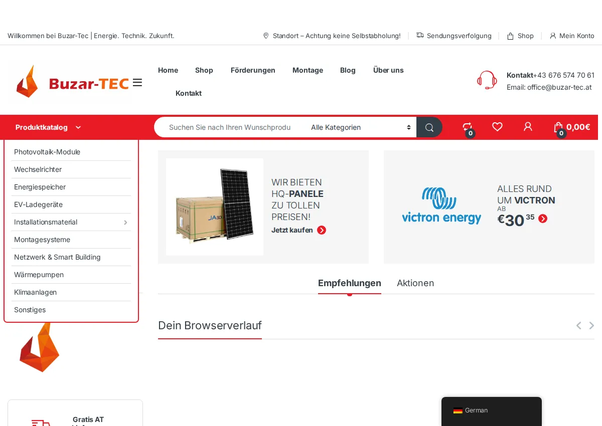 Store homepage