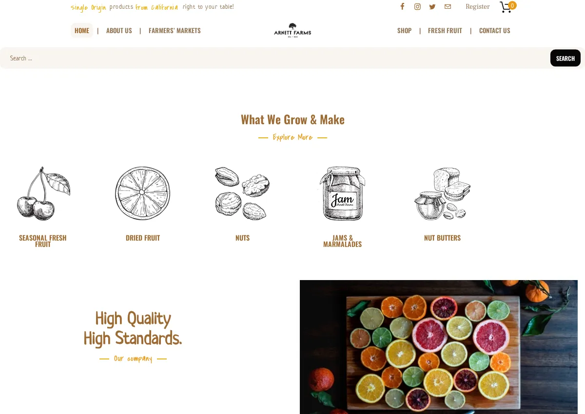 Store homepage